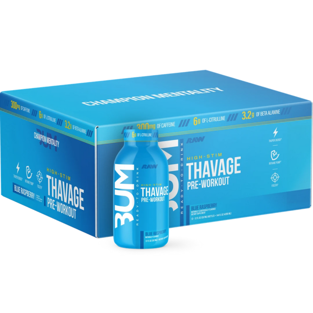 CBUM Thavage Pre Workout RTD 355ml Blue Raspberry - 12 Pack
