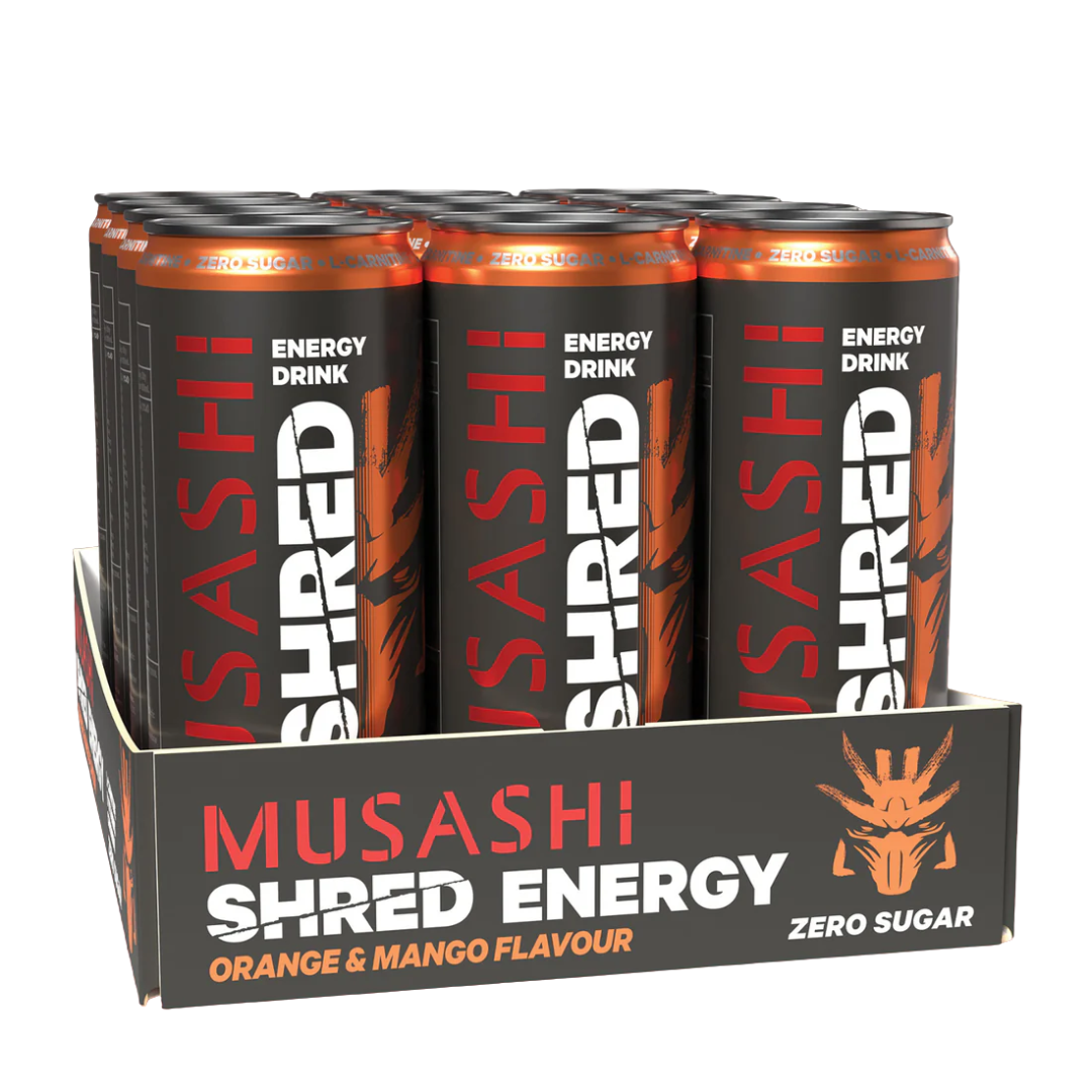 Musashi Shred Energy Drink 355ml Orange & Mango - 12 Pack