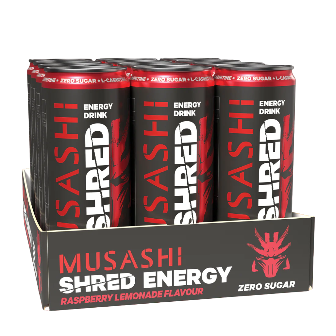 Musashi Shred Energy Drink 355ml Raspberry Lemonade - 12 Pack