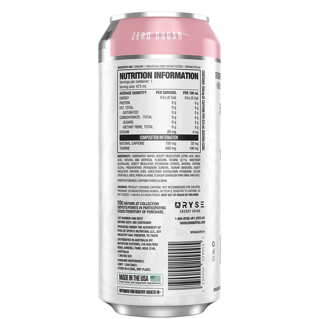 RYSE Fuel Energy Drink 473ml Pink Splash - 12 pack