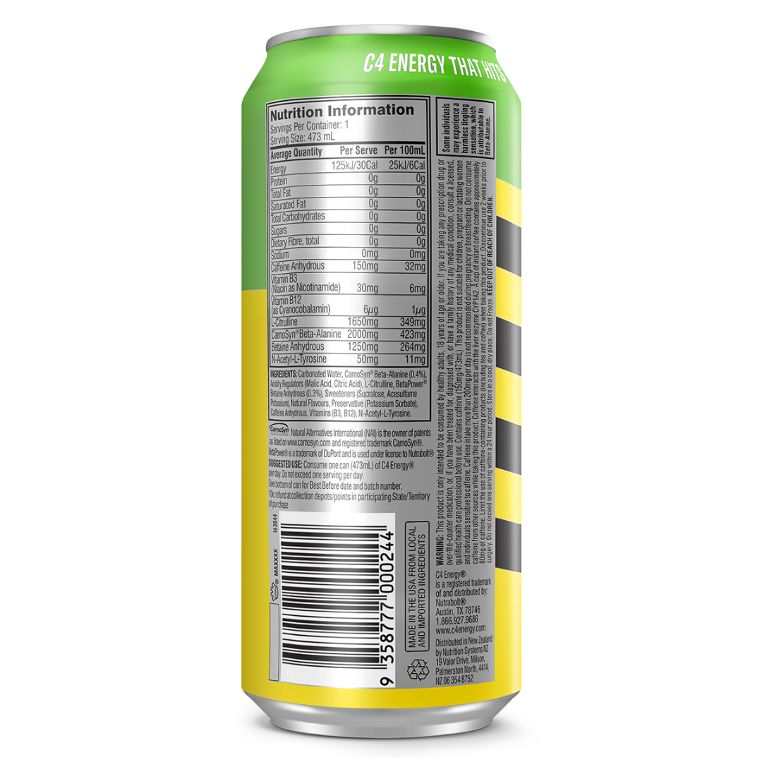 C4 Carbonated RTD 473ml - Twisted Limeade - 12 Pack