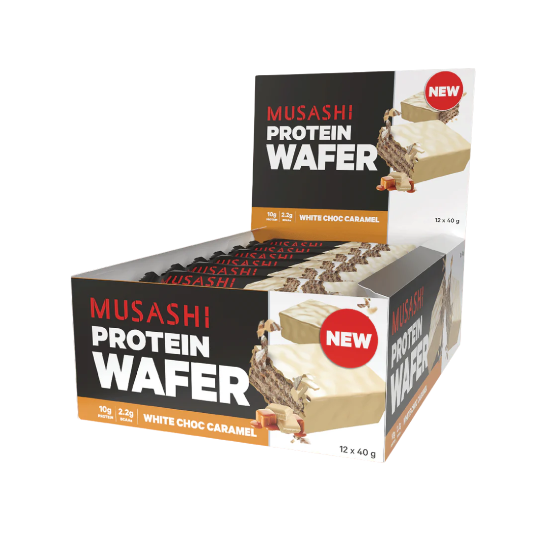 Musashi Wafer Bar - 40g - White Choc Caramel - 12 Pack