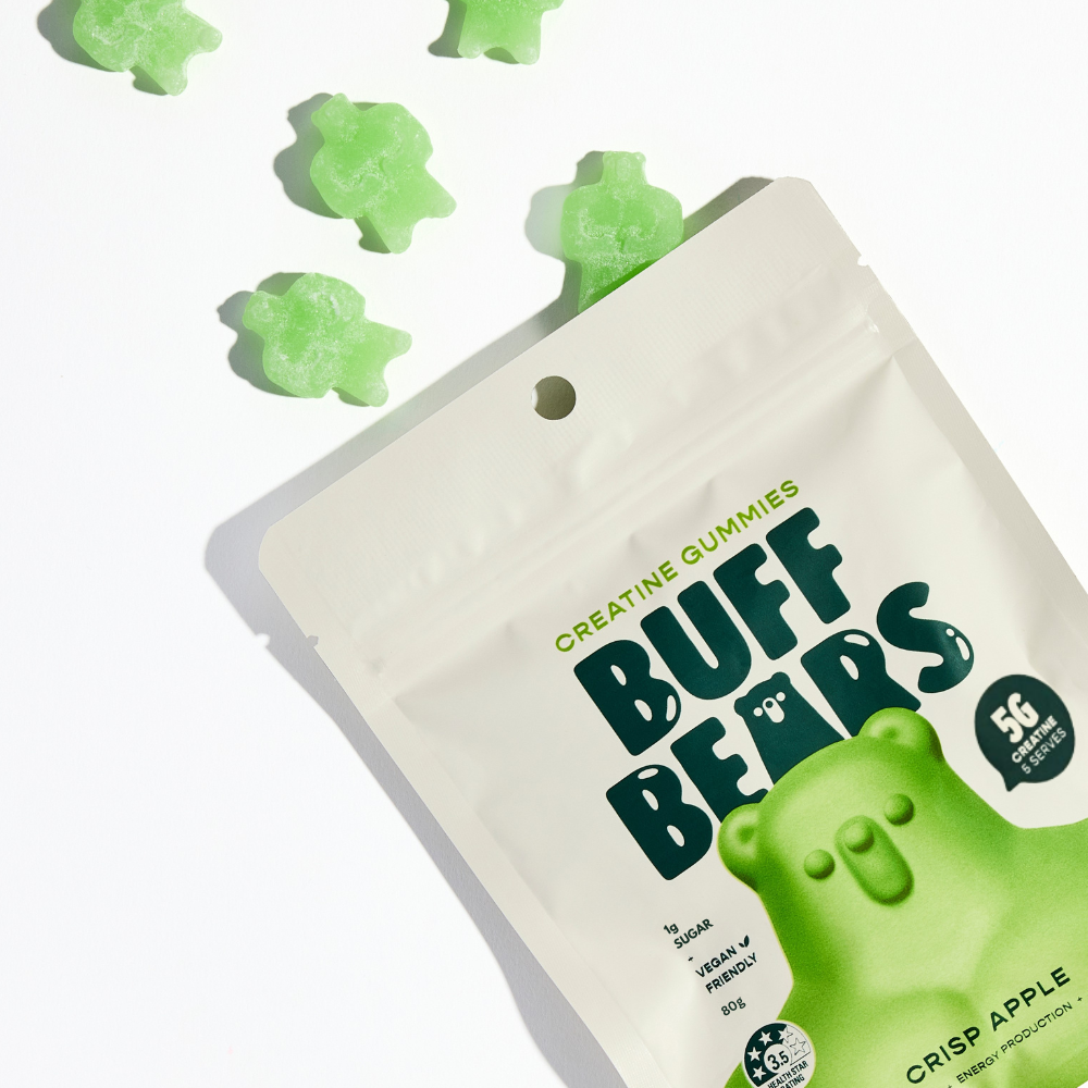 BUFF BEARS Creatine Gummies 80g Crisp Apple - 8 pack