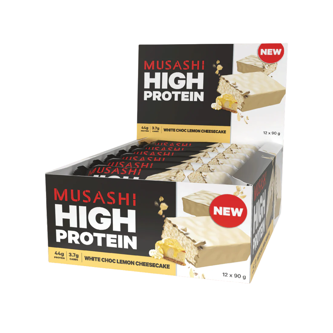 Musashi High Protein Bar 90g White Choc Lemon Cheesecake - 12 Pack