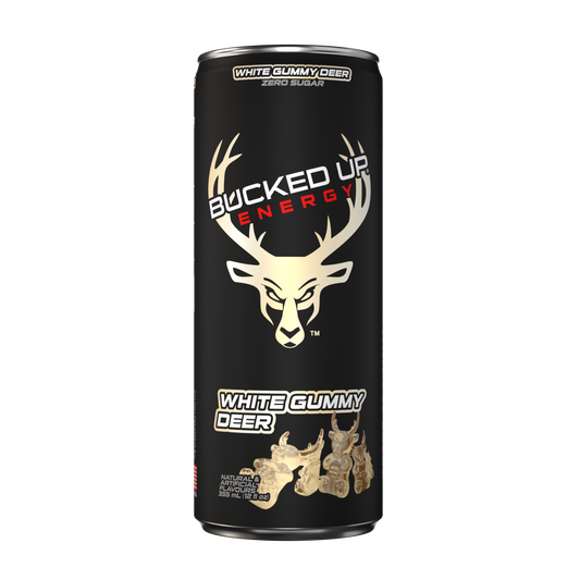 Bucked Up Energy Drink 355ml White Gummy Deer - 12 Pack
