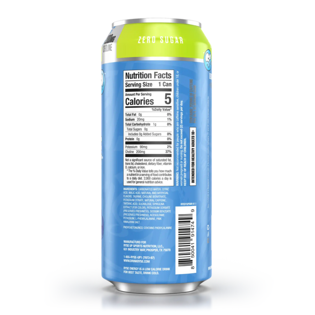 RYSE Fuel Energy Drink 473ml Sour Punch Blue Raspberry - 12 pack