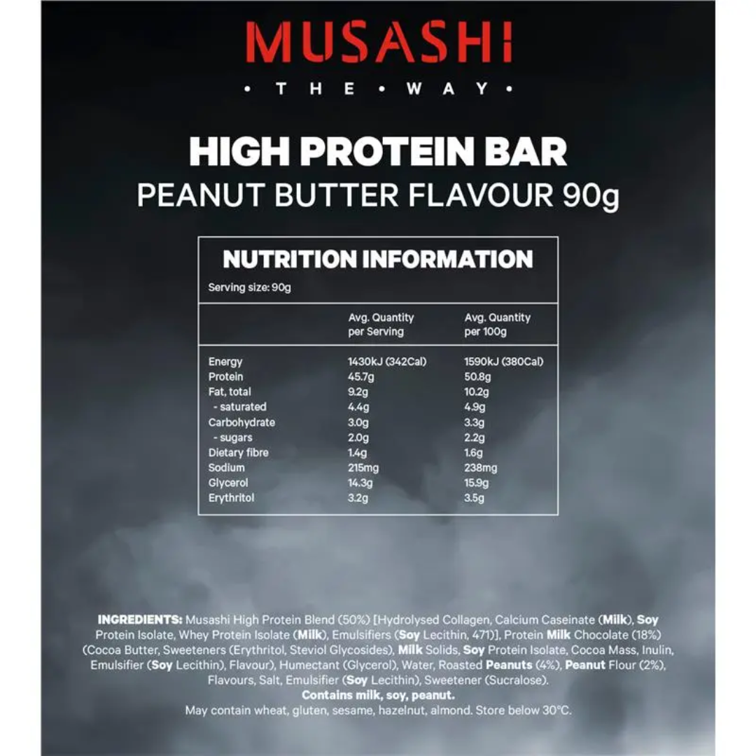 Musashi High Protein Bar 90g Peanut Butter - 12 Pack