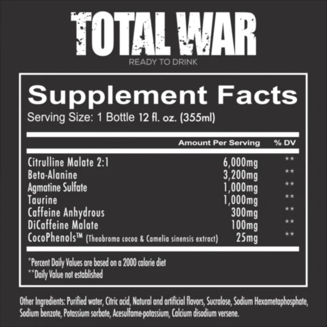 TOTAL WAR Pre Workout RTD 355ml Baja Bomb - 12 Pack