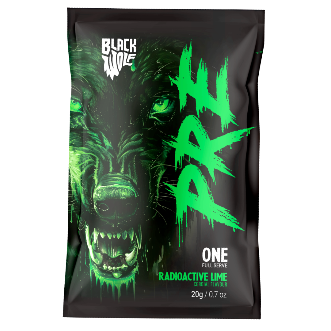 Black Wolf Nutrition Pre Sachet 20g Radioactive Lime - 10 Pack