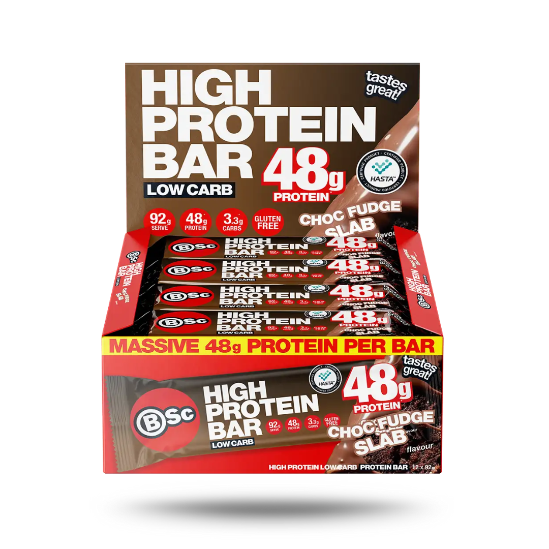 BSc High Protein Low Carb Bar 92g Choc Fudge Slab - 12 Pack