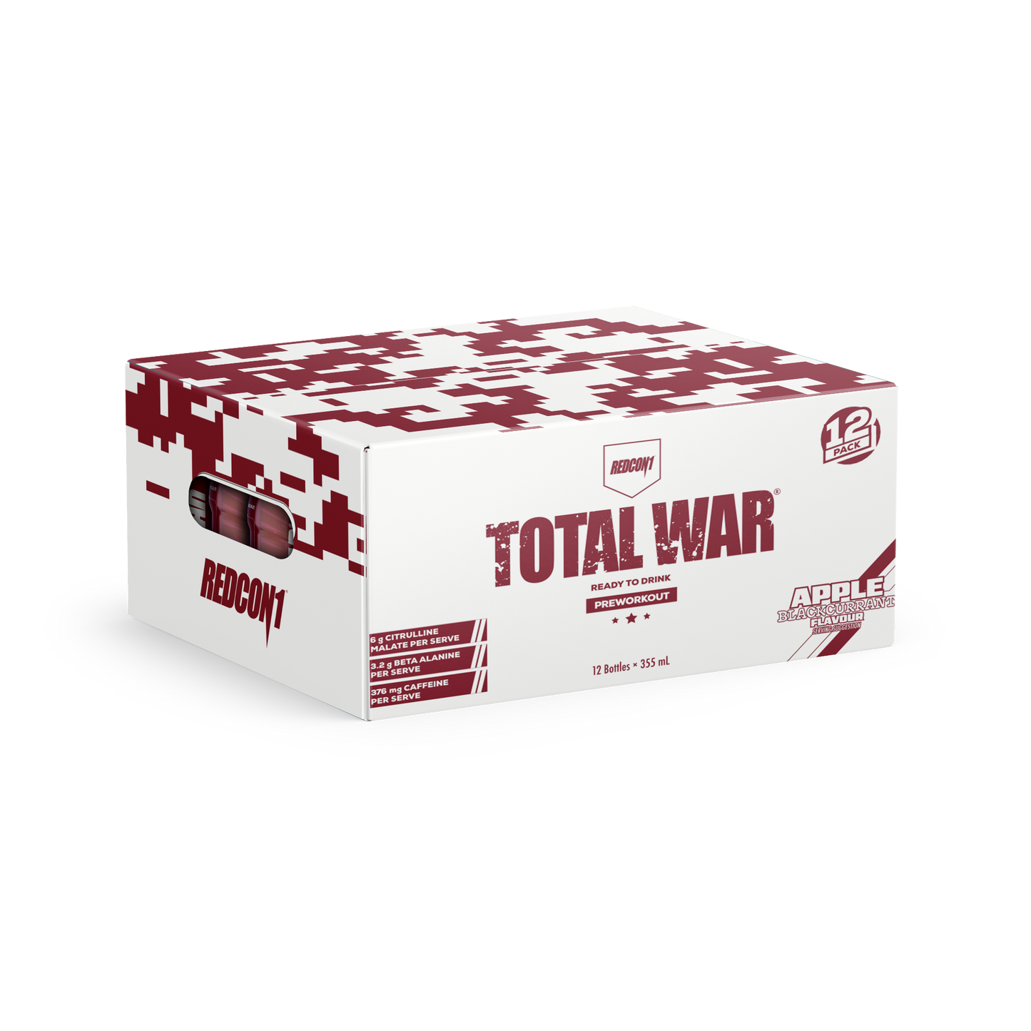 TOTAL WAR Pre Workout Concentrate RTD 355ml Apple & Blackcurrant - 12 Pack