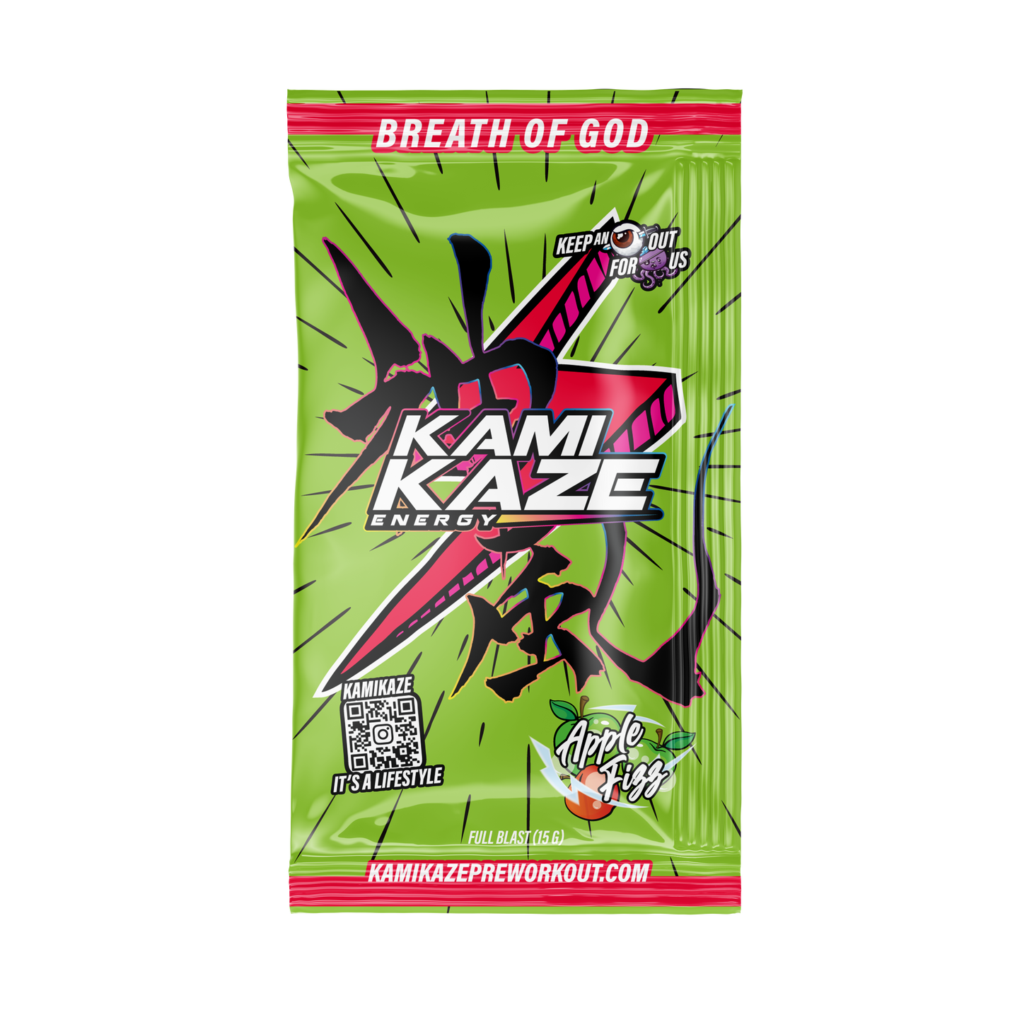 Kamikaze Pre Workout Sachet 14.5g Apple Fizz - 10 Pack