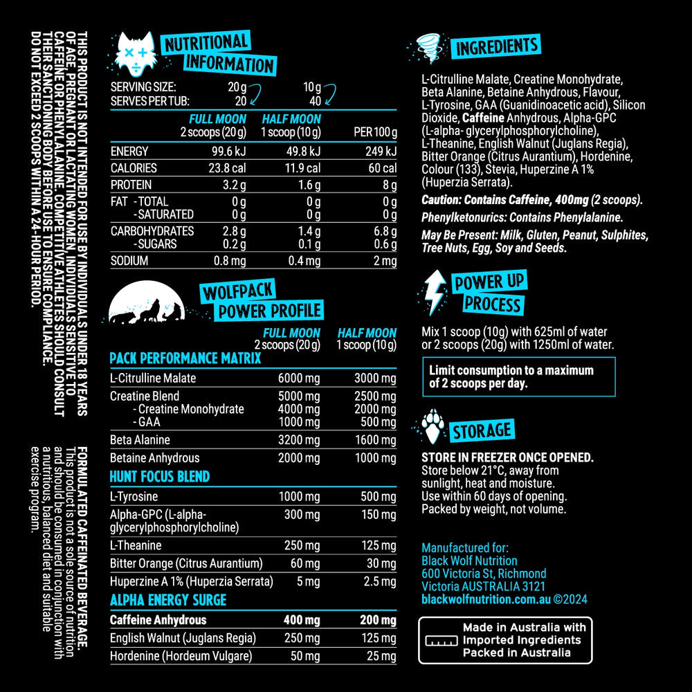 Black Wolf Nutrition Pre-Workout 40 Serve Bubblegum Grape