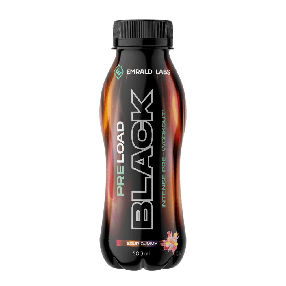 EMRALD LABS Pre Load BLACK Intense Pre Workout RTD 500ml Sour Gummy - 12pack