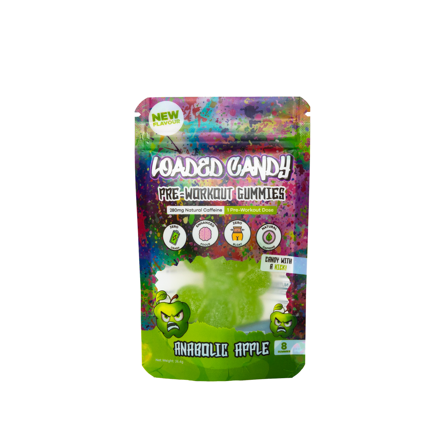 Loaded Candy Pre Workout Gummies Single Serve Anabolic Apple - 10 Pack