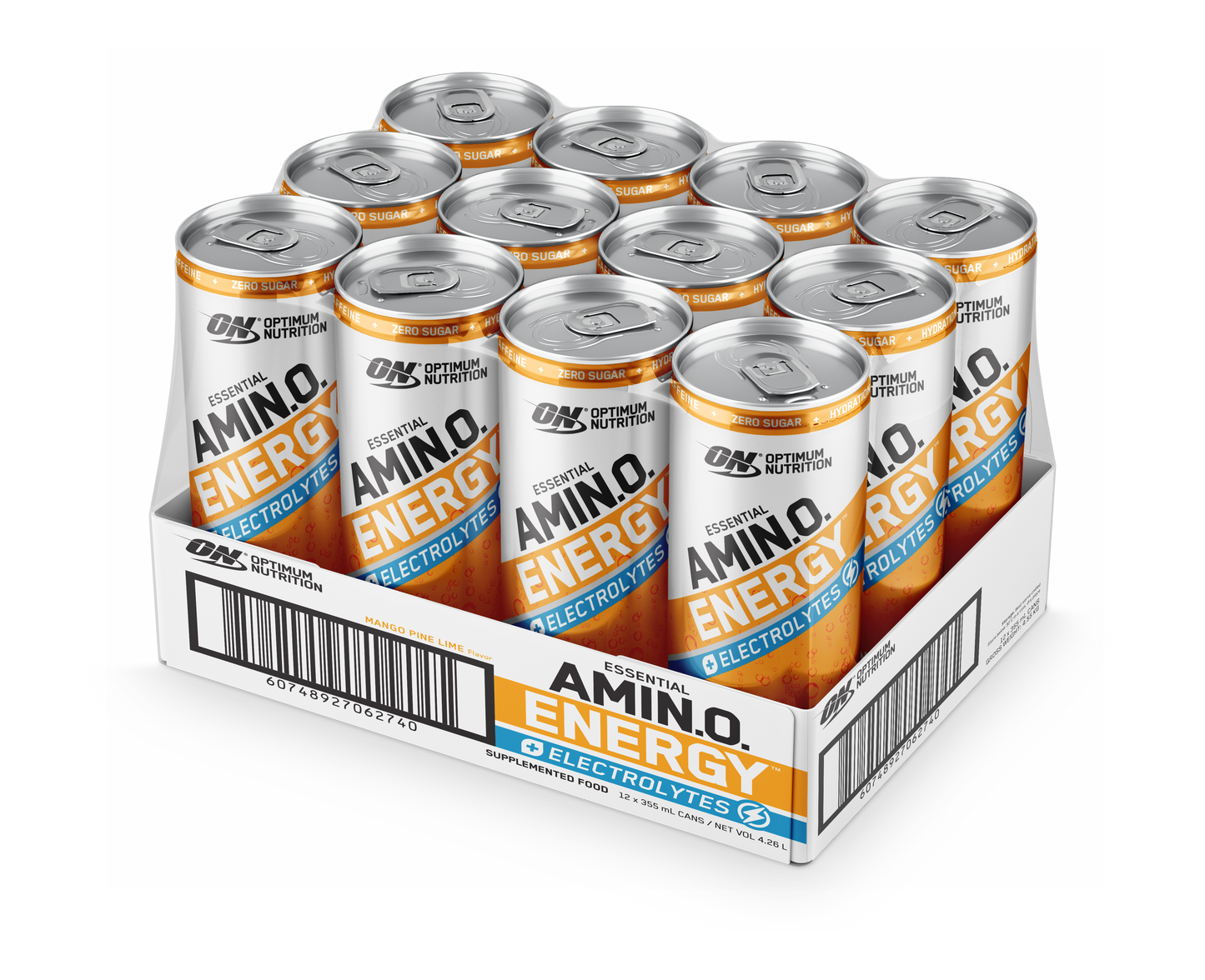 ON Amino Energy Sparkling - 355ml - Mango Pinelime - 12 Pack