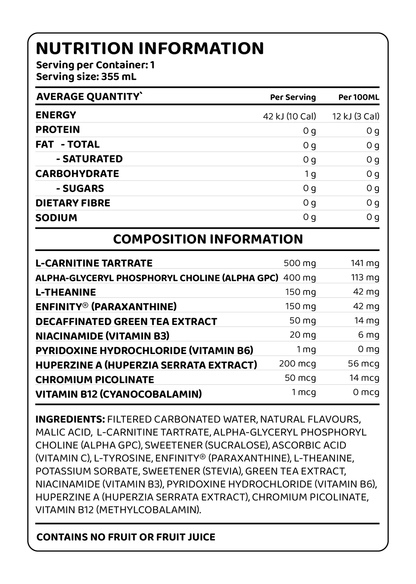 EHP Labs Oxyshred Infinity RTD 355ml Sparkling Apple - 12 Pack