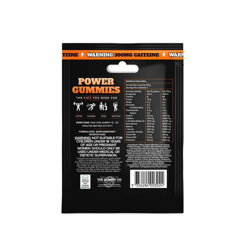 TGC Power Gummies 10g Single Serve Orange - 10 Pack