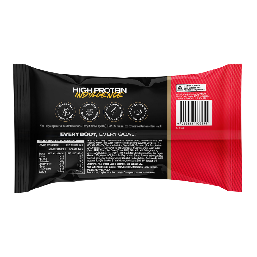My Muscle Chef Protein Muffin 90g Banana & Walnut - 12 Pack