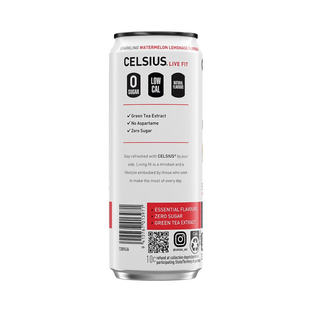 CELSIUS Sugar Free Energy Drink 330ml Watermelon Lemonade - 24 Pack
