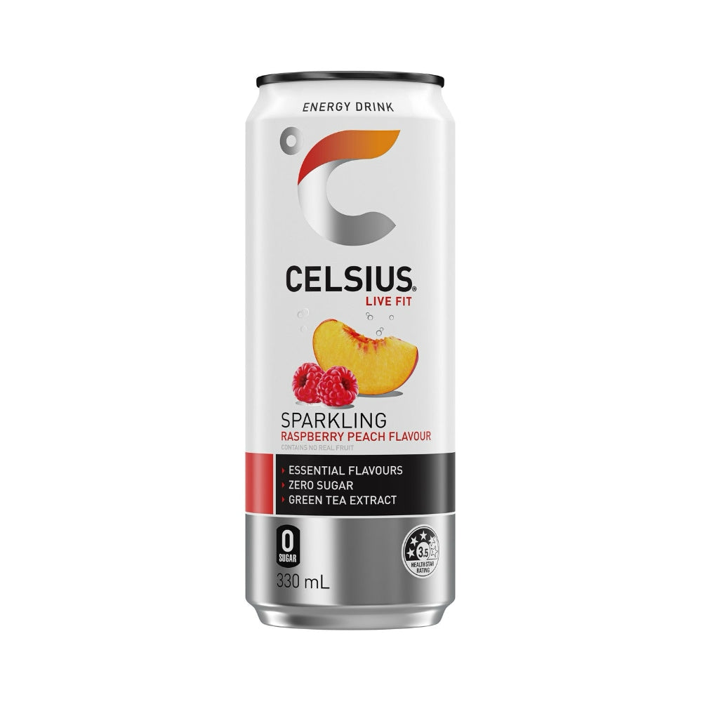 CELSIUS Sugar Free Energy Drink 330ml Raspberry Peach - 24 Pack