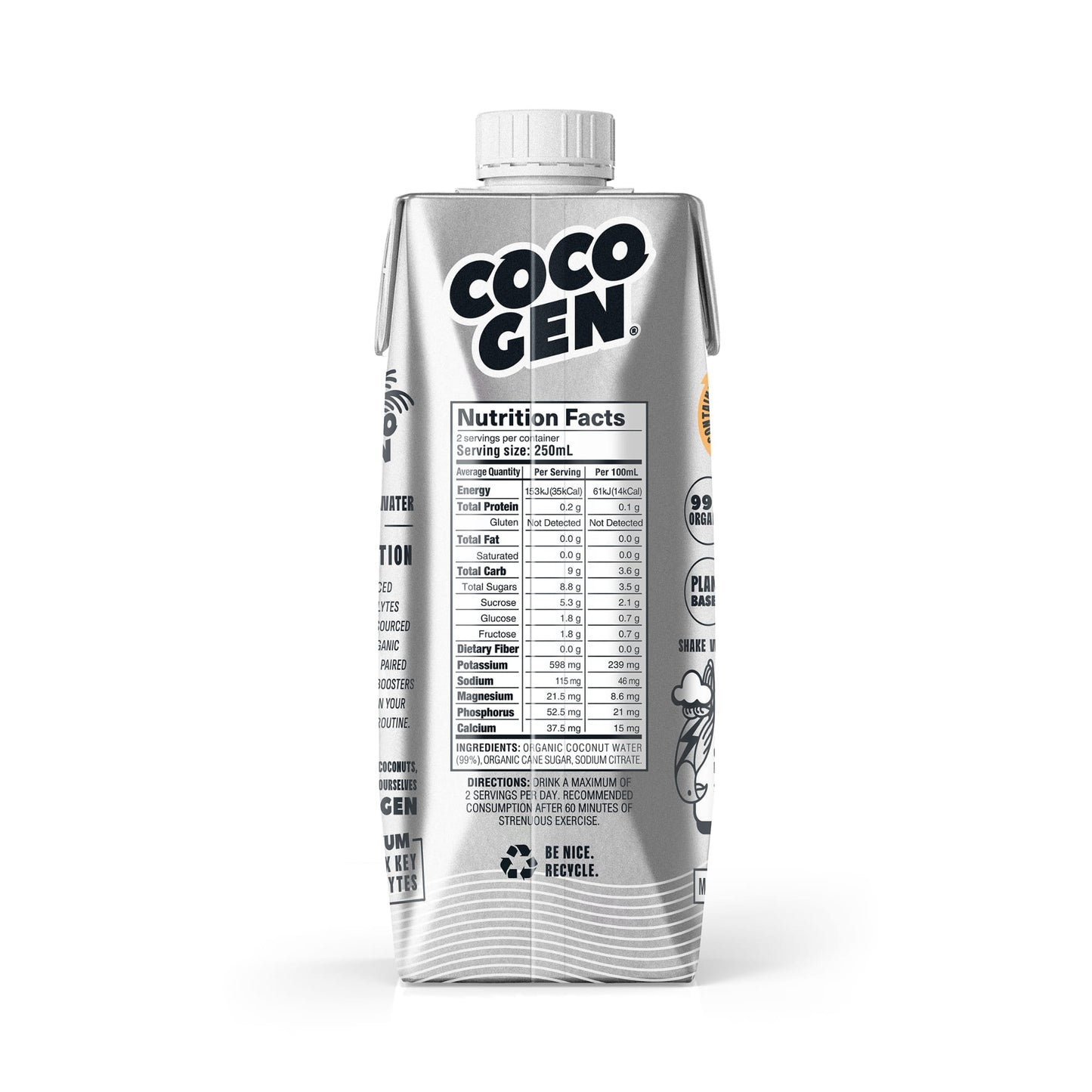 Cocogen Coconut Water + Electrolyte 500ml - 12 Pack