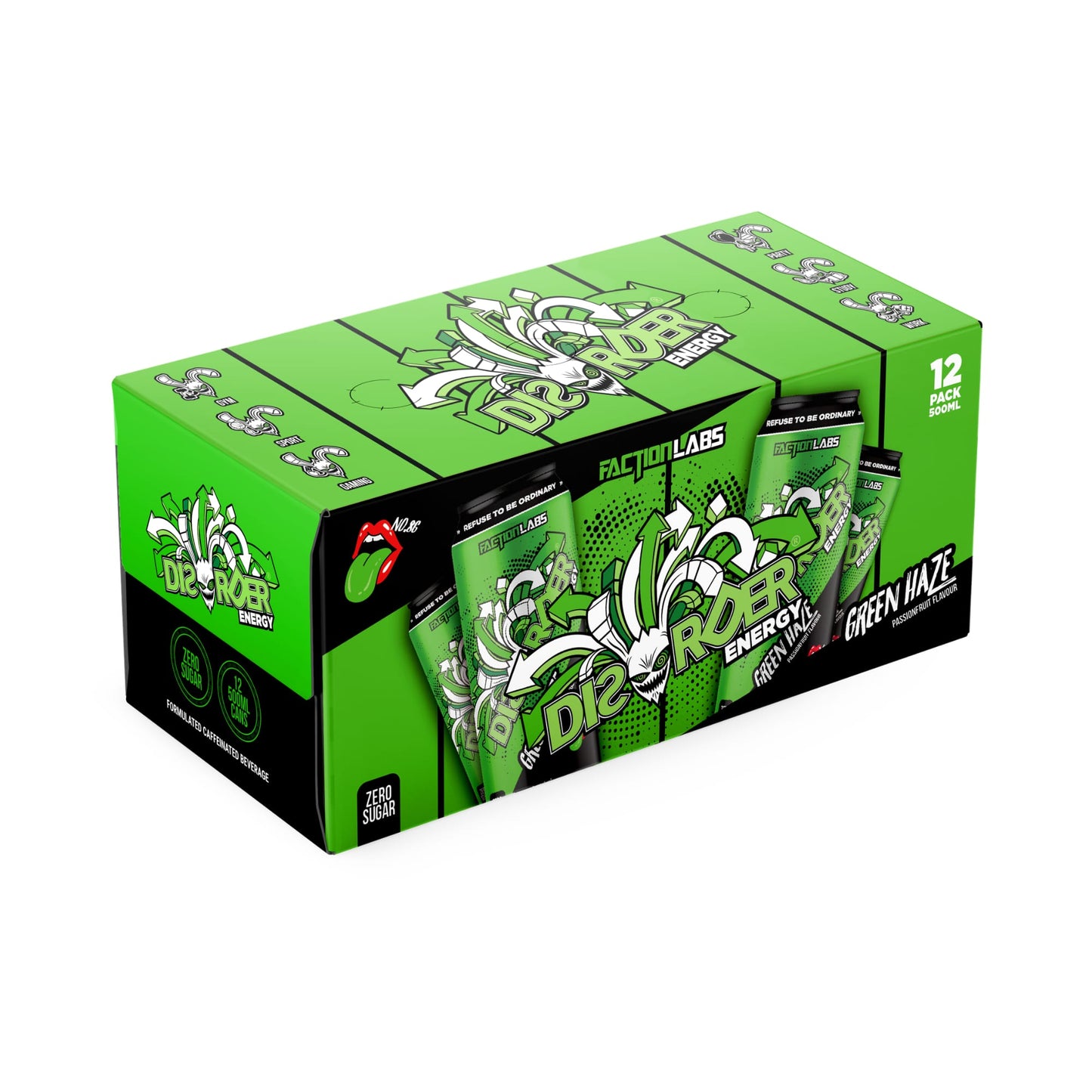 Faction Labs DISORDER Energy RTD 500ml Green Haze - 12 Pack