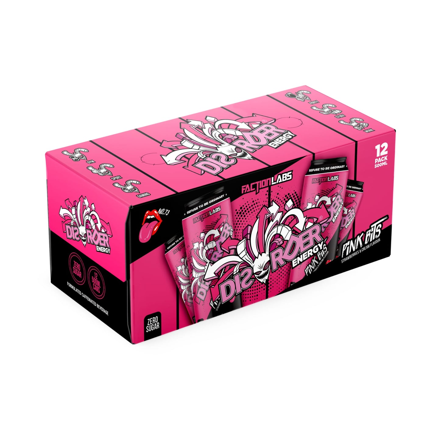 Faction Labs DISORDER Energy RTD 500ml Pink Bits - 12 Pack