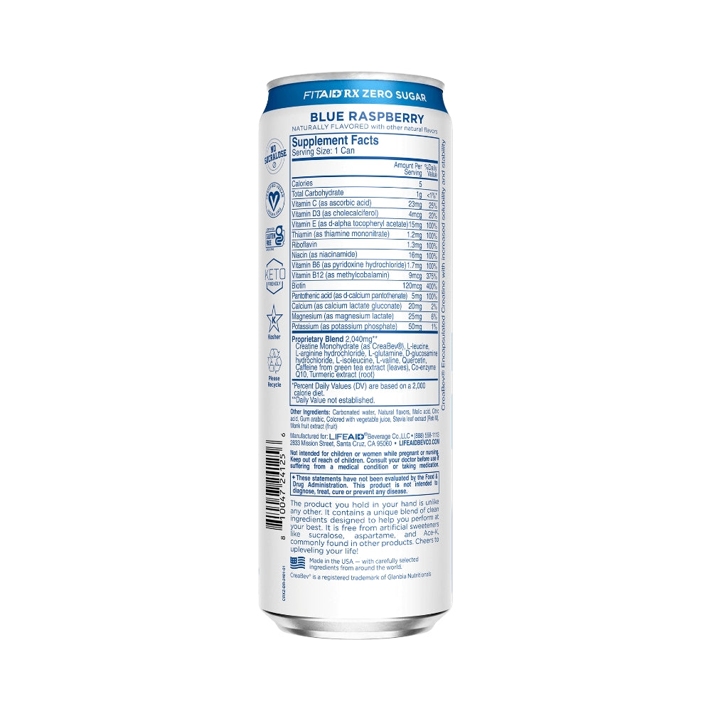FITAID RX ZERO Recovery + Creatine 355ml - Blue Raspberry - 12 Pack