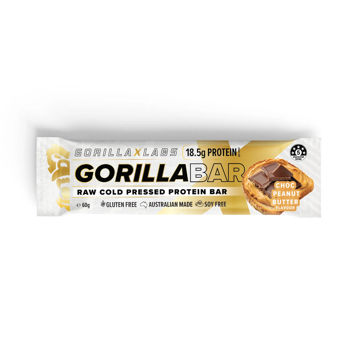 Gorilla X Labs 60g Gorilla Bar Choc Peanut Butter - 12 Pack