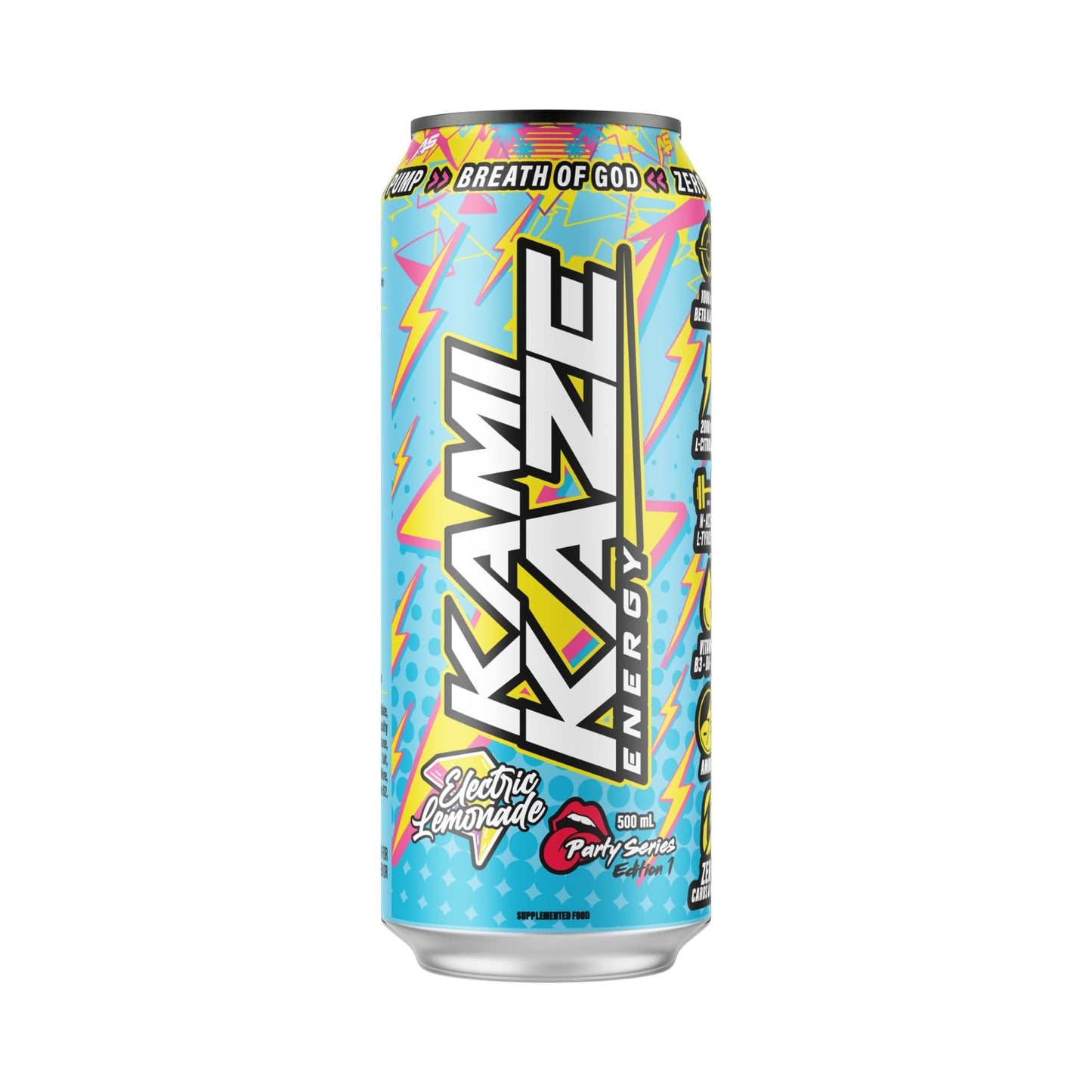 Kamikaze Energy Pre-Workout RTD 500ml Electric Lemonade