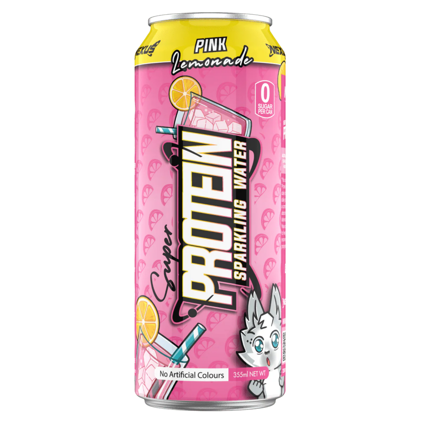 NEXUS Super Protein Sparkling Water 355ml Pink Lemonade - 12 Pack