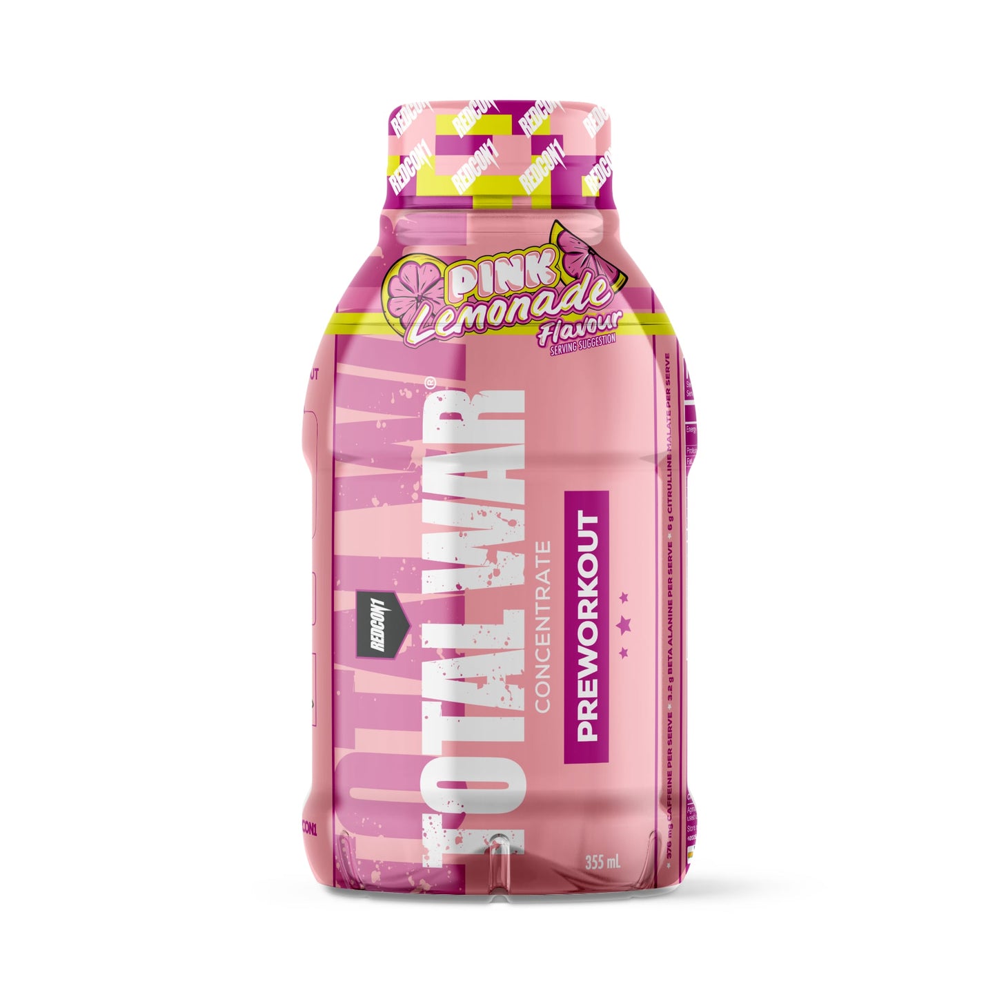 TOTAL WAR Pre Workout Concentrate RTD 355ml Pink Lemonade - 12 Pack