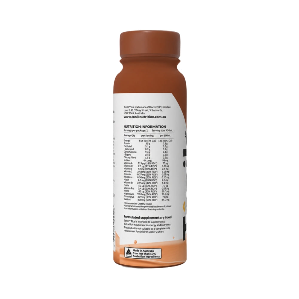 Tonik PLUS 35g Protein Shake 450ml Chocolate - 6 Pack