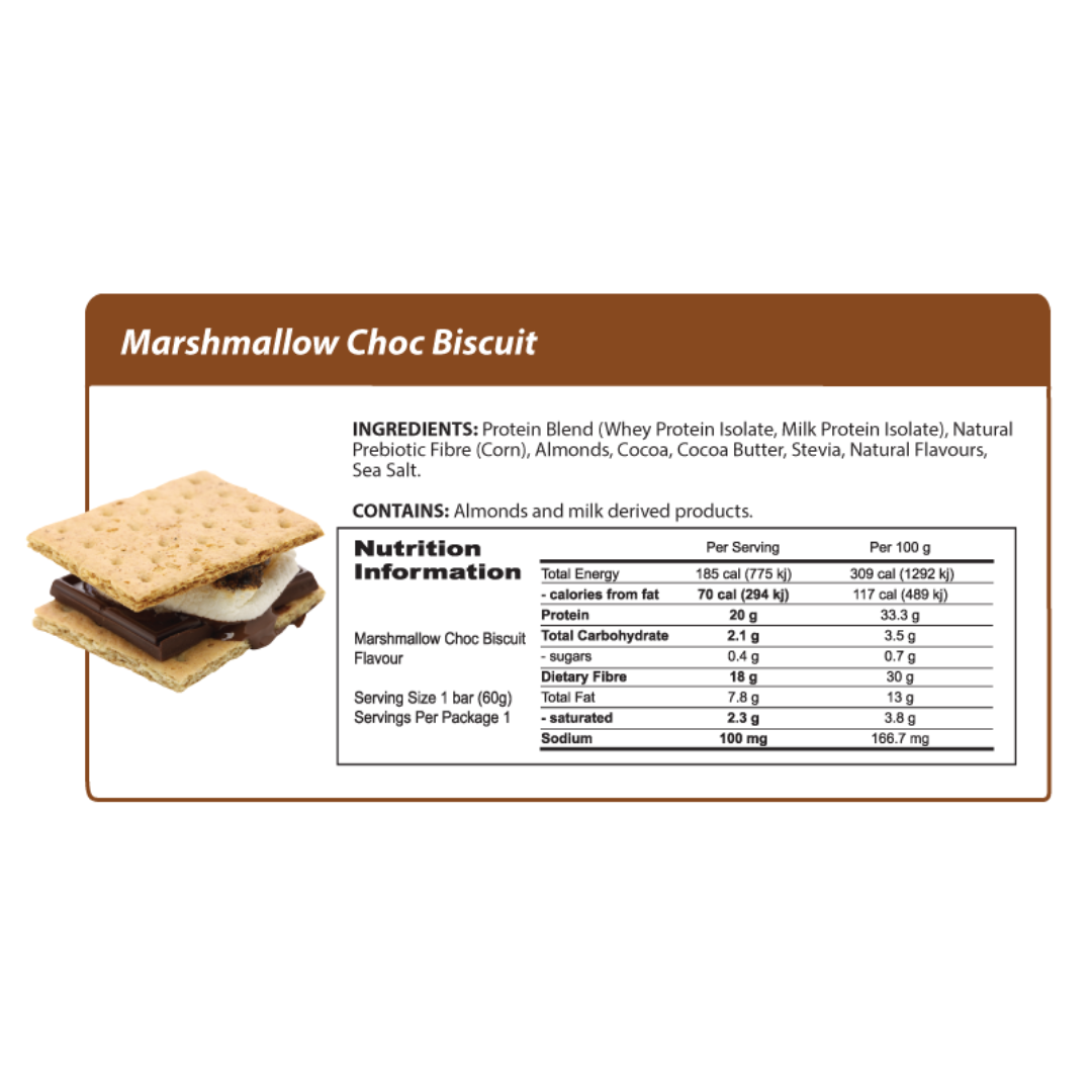 Smart Protein Bar 60g Marshmallow Choc Biscuit - 12 Pack