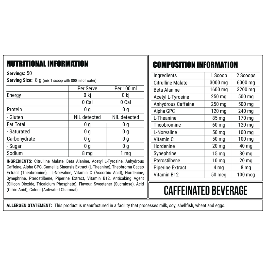 Faction Labs DISORDER Pre Workout 50 Serves - Black Fire