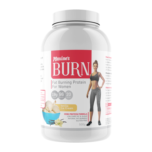 MAXINE'S Burn Protein 500g Vanilla Ice Cream CLEARANCE