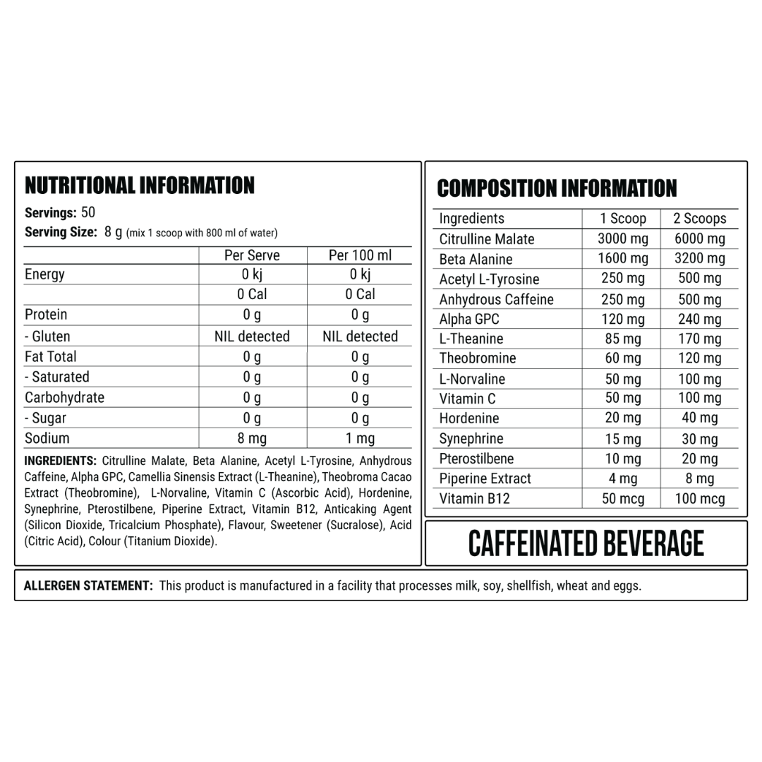 Faction Labs DISORDER Pre Workout 50 Serves - White Snow
