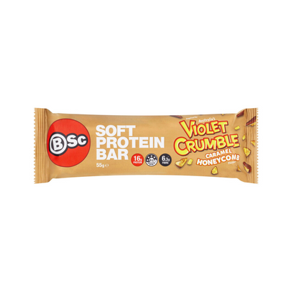 BSc Violet Crumble Soft Protein Bar 55g Caramel Honeycomb - 12 Pack