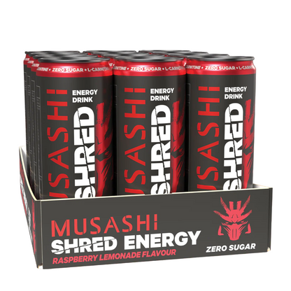 Musashi Shred Energy Drink 355ml Raspberry Lemonade - 12 Pack