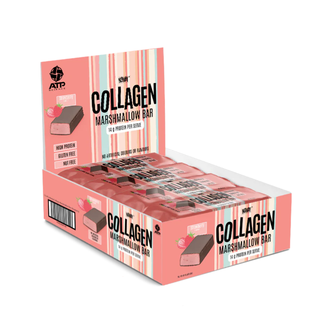 ATP Science Noway Collagen Protein Marshmallow Bar 45g Strawberry - 12 Pack