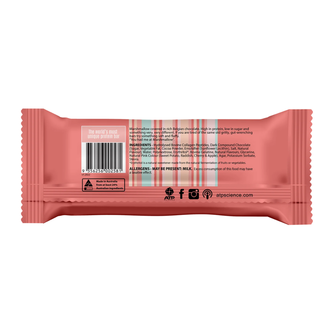 ATP Science Noway Collagen Protein Marshmallow Bar 45g Strawberry - 12 Pack