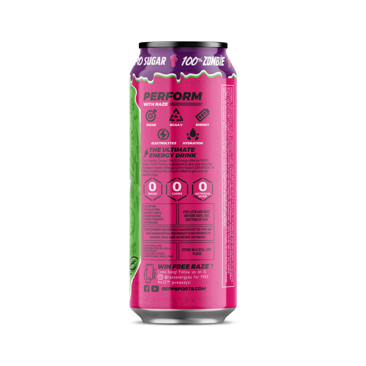 RAZE Energy Drink 473ml Apple Melon Sour 12 Pack