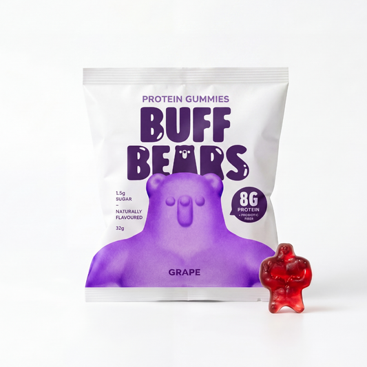Buff Bears Protein Gummies 32g Grape + Prebiotic Fibre - 12 Pack