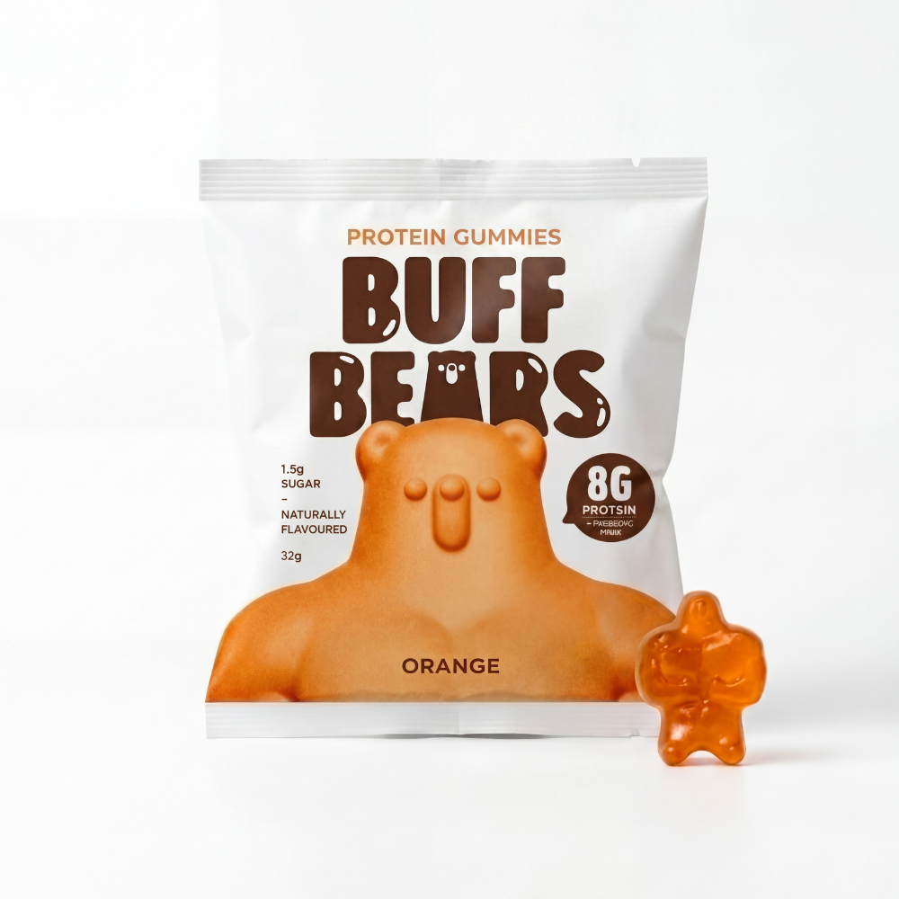 Buff Bears Protein Gummies 32g Orange + Prebiotic Fibre - 12 Pack