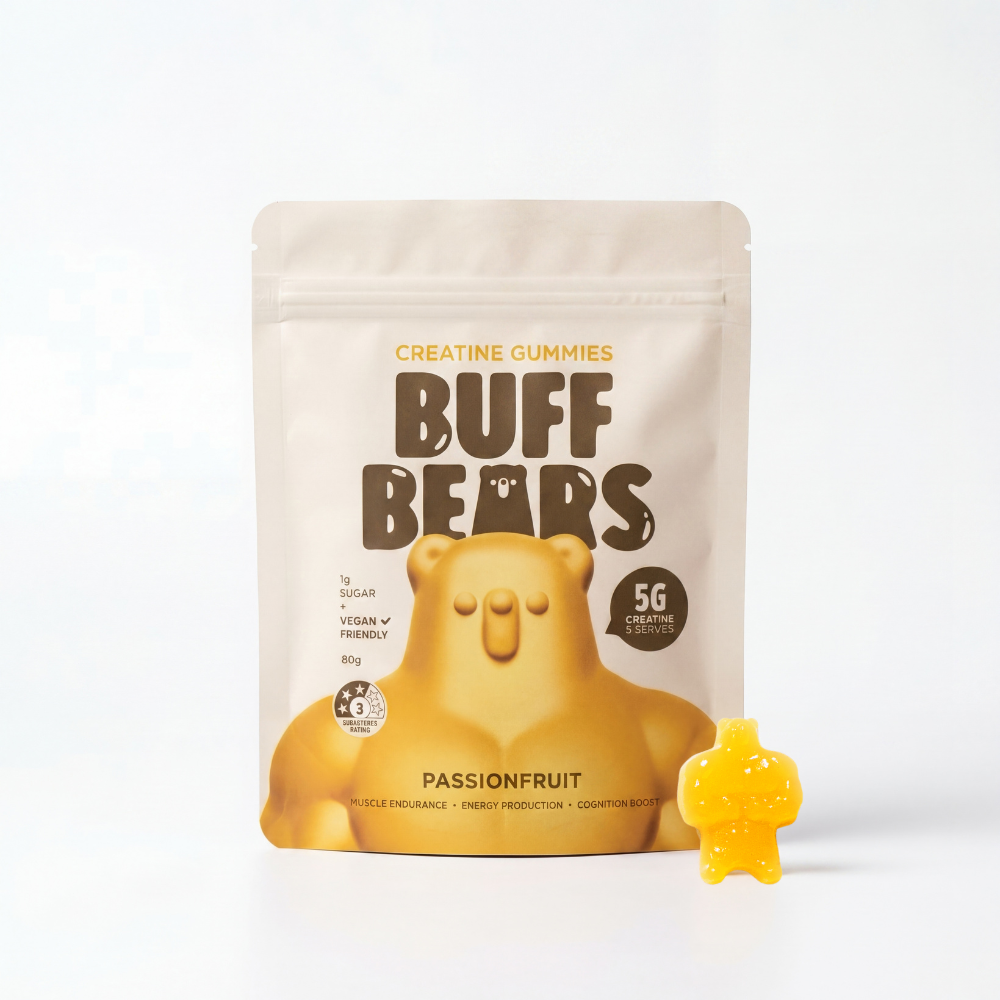 BUFF BEARS Creatine Gummies 80g Passionfruit - 8 pack