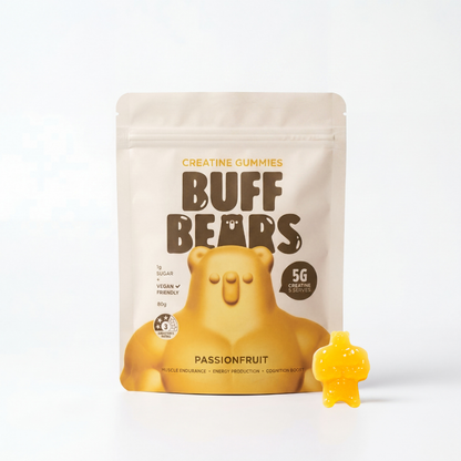 BUFF BEARS Creatine Gummies 80g Passionfruit - 8 pack