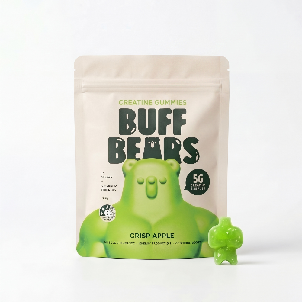 BUFF BEARS Creatine Gummies 80g Crisp Apple - 8 pack