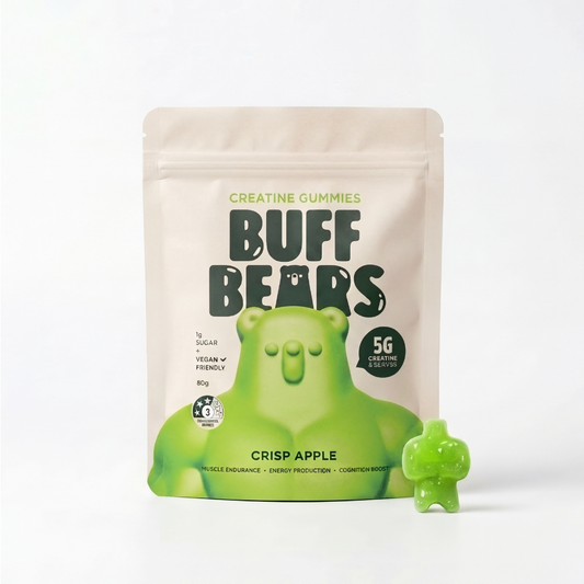 BUFF BEARS Creatine Gummies 80g Crisp Apple - 8 pack