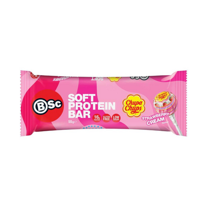 BSc x Chupa Chup Soft Protein Bar 55g Strawberry Cream - 12pack